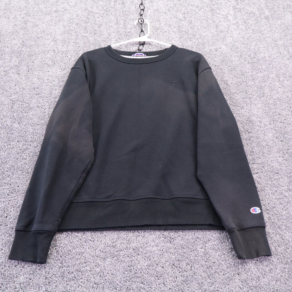 Champion Sweatshirt Mens Medium Black Crewneck Athletic Pullover Long Sleeve
